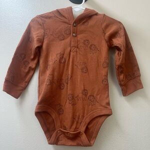 🦁 Carter's Child of Mine Henley Bodysuit With Hood Baby Toddler Boys Size 12M